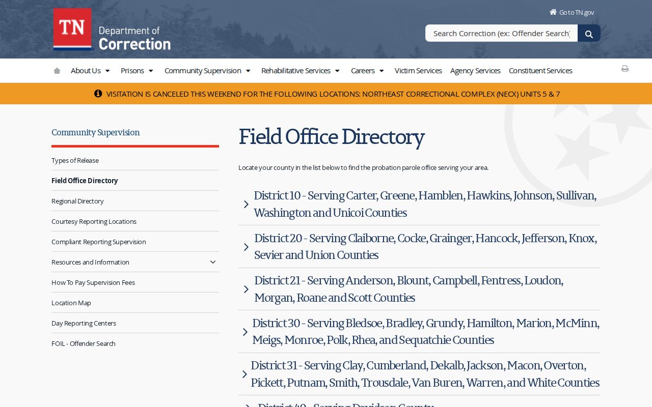 Macon County parole and probation District 31 office directory