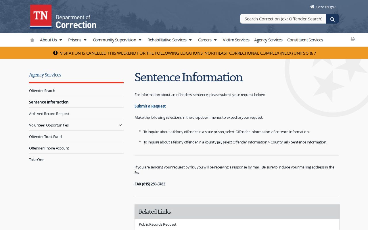 TDOC sentence information fallback for Macon County 72-hour releases