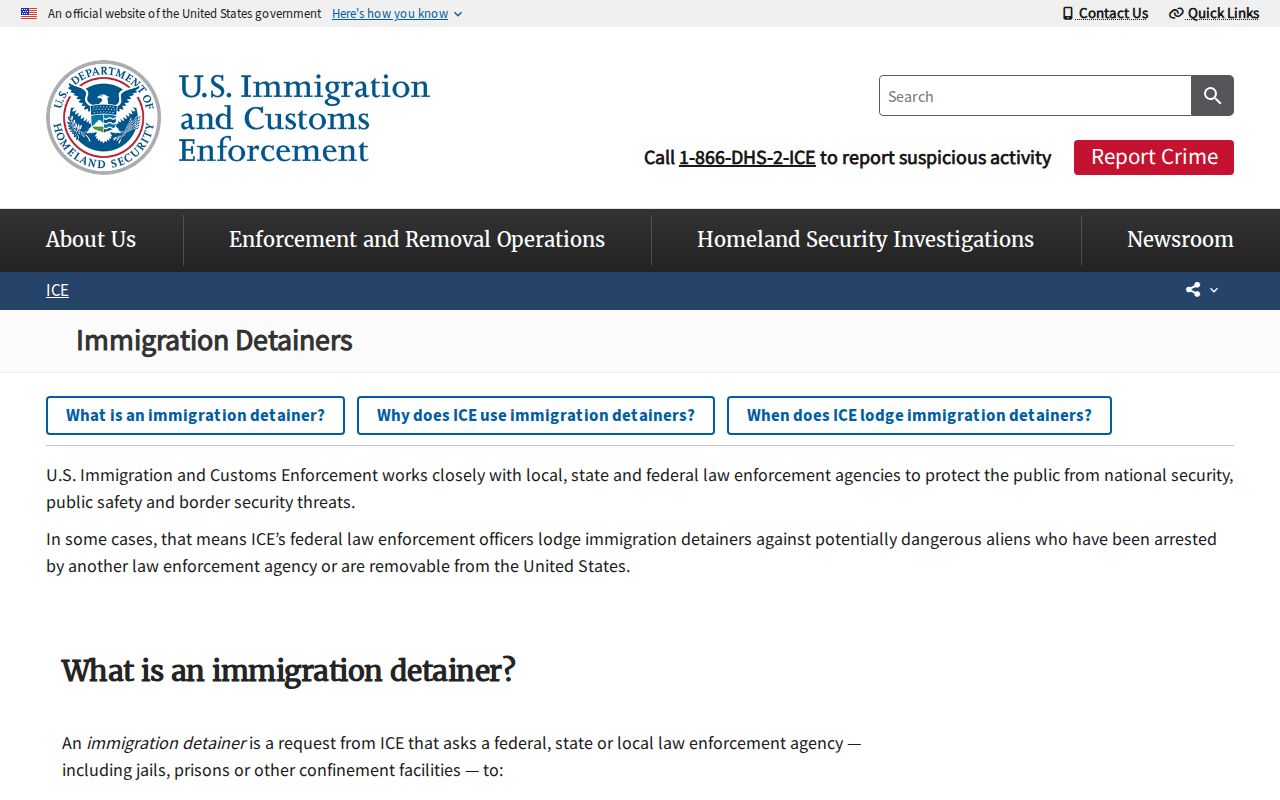 ICE detainer information for a Macon County release transfer